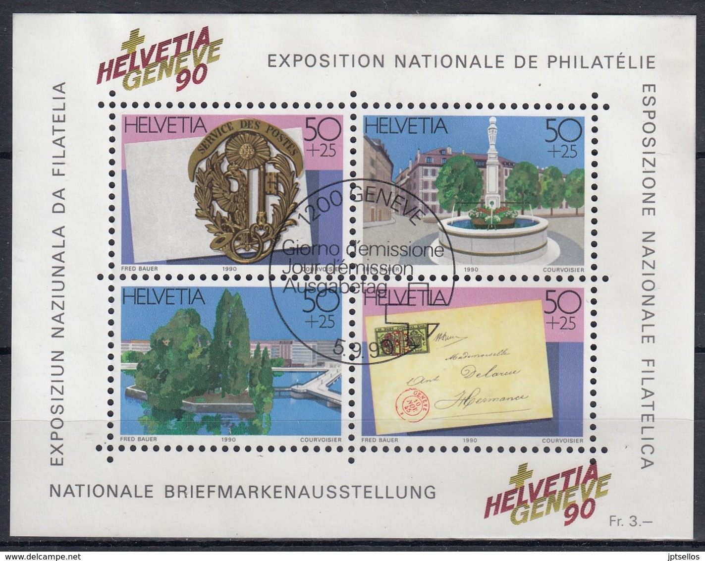 SUIZA 1990 Nº HB-26 USADO PRIMER DIA - Bloques & Hojas