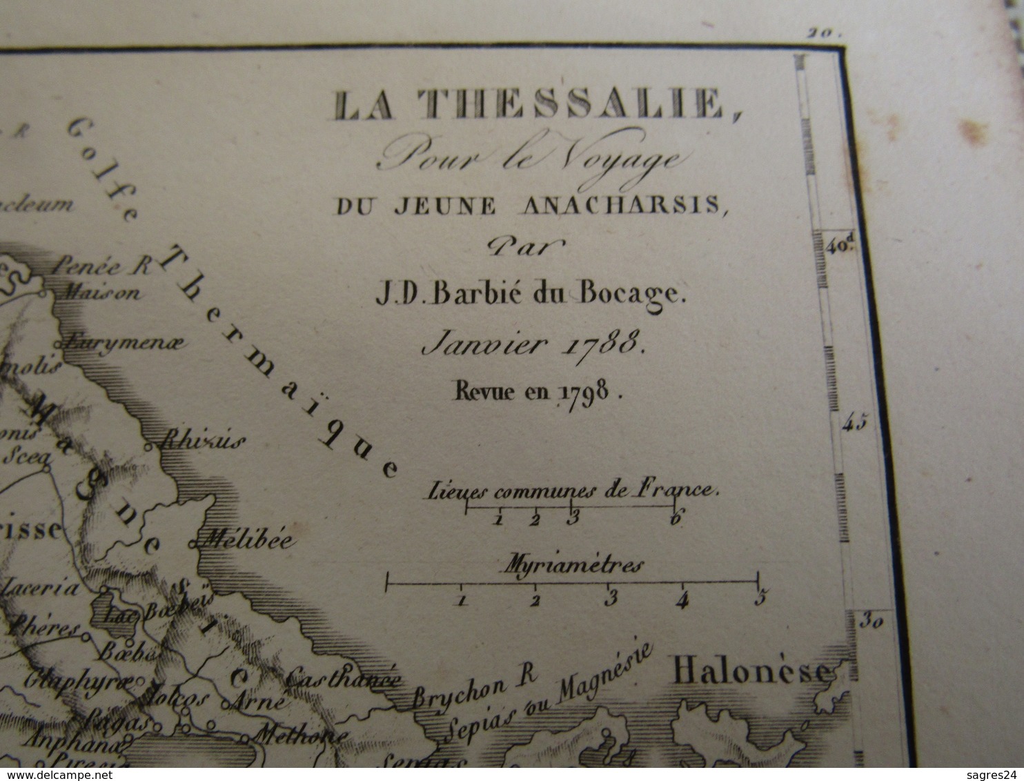 Carte Plan La Thessalie Pour Le Voyage Du Jeune Anacharsis  Par J.D.Barbié Du Bocage 1788 - Mapas Geográficas