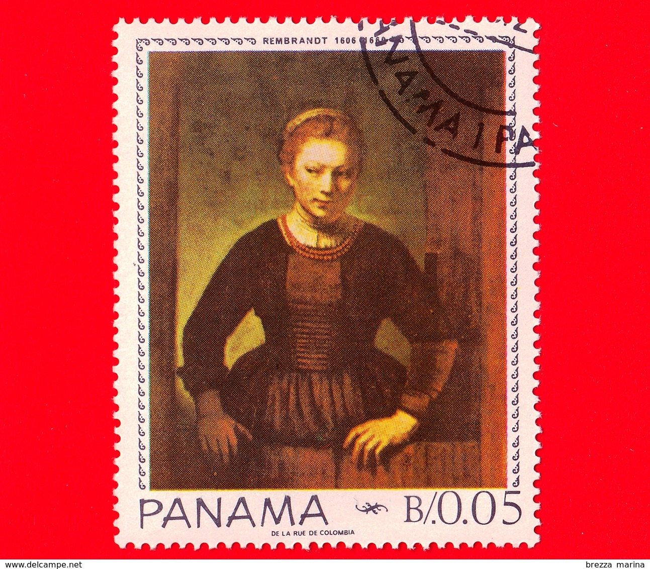 PANAMA - Nuovo - 1967 - Giovane Donna Sulla Porta, Dipinto Di Rembrandt (1606-1669) - 0.05 - Panama