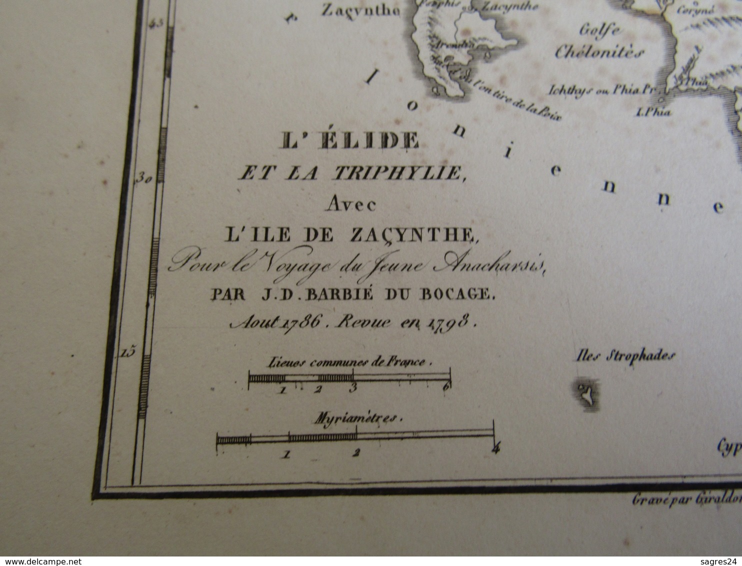 Carte L`Élide Et La Triphylie Avec L`Ile De Zaçynthe Par J.D.Barbié Du Bocage 1786 - Cartes Géographiques