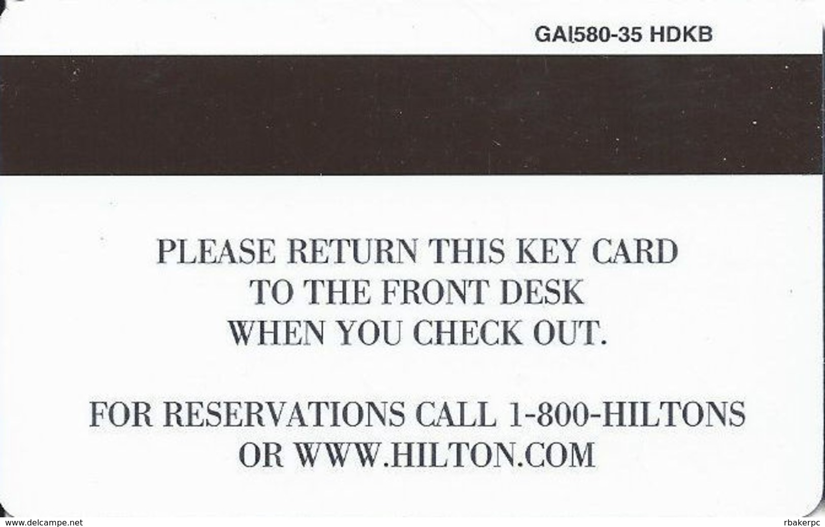 Hilton Hotel Room Key Card - Hotel Keycards