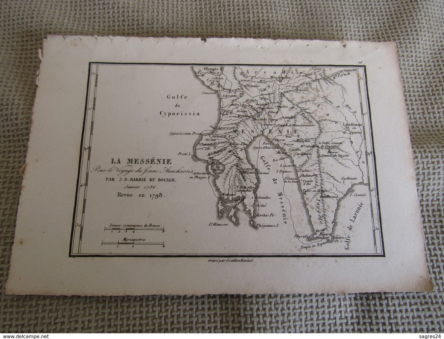 Carte La Messénie Par J.D.Barbié Du Bocage 1786 - Cartes Géographiques