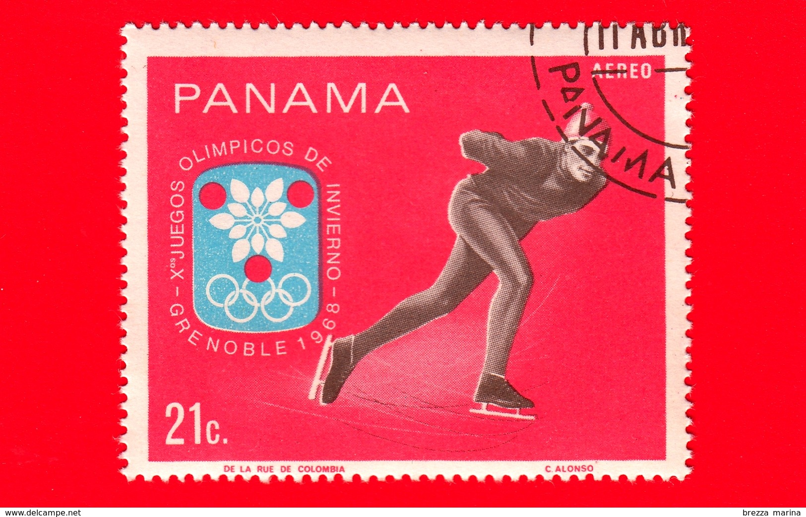 PANAMA - Nuovo - 1968 - Giochi Olimpici Invernali, Grenoble - Pattinaggio Di Velocità - Skating - 21 - P. Aerea - Panama