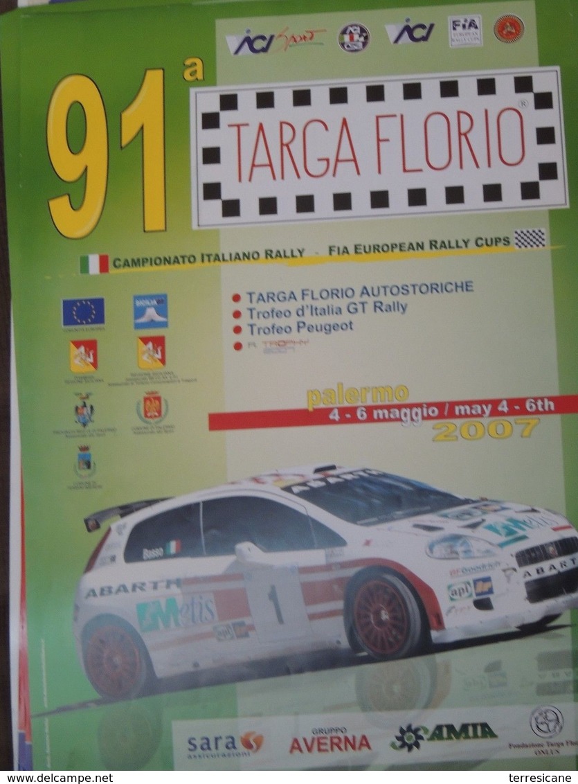 ORIGINAL POSTER PLAKAT 91 TARGA FLORIO RALLY CIR 25x50 FIAT ABARTH BASSO 1 - Manifesti