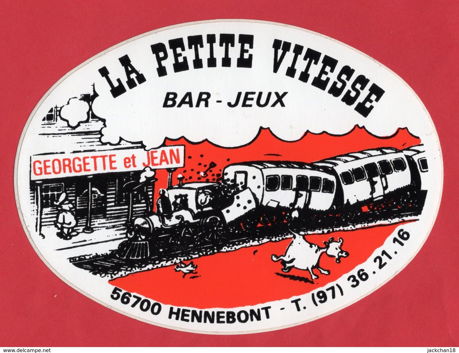 -- AUTOCOLLANT - HENNEBONT (Morbihan) LA PETITE VITESSE - Bar -Jeux - GEORGETTE Et JEAN  -- - Autocollants