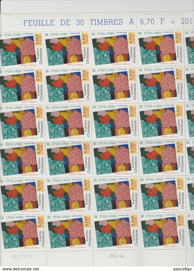 Planche De 30 Timbres N° 3350 à 1.02 Euros - Feuilles Complètes