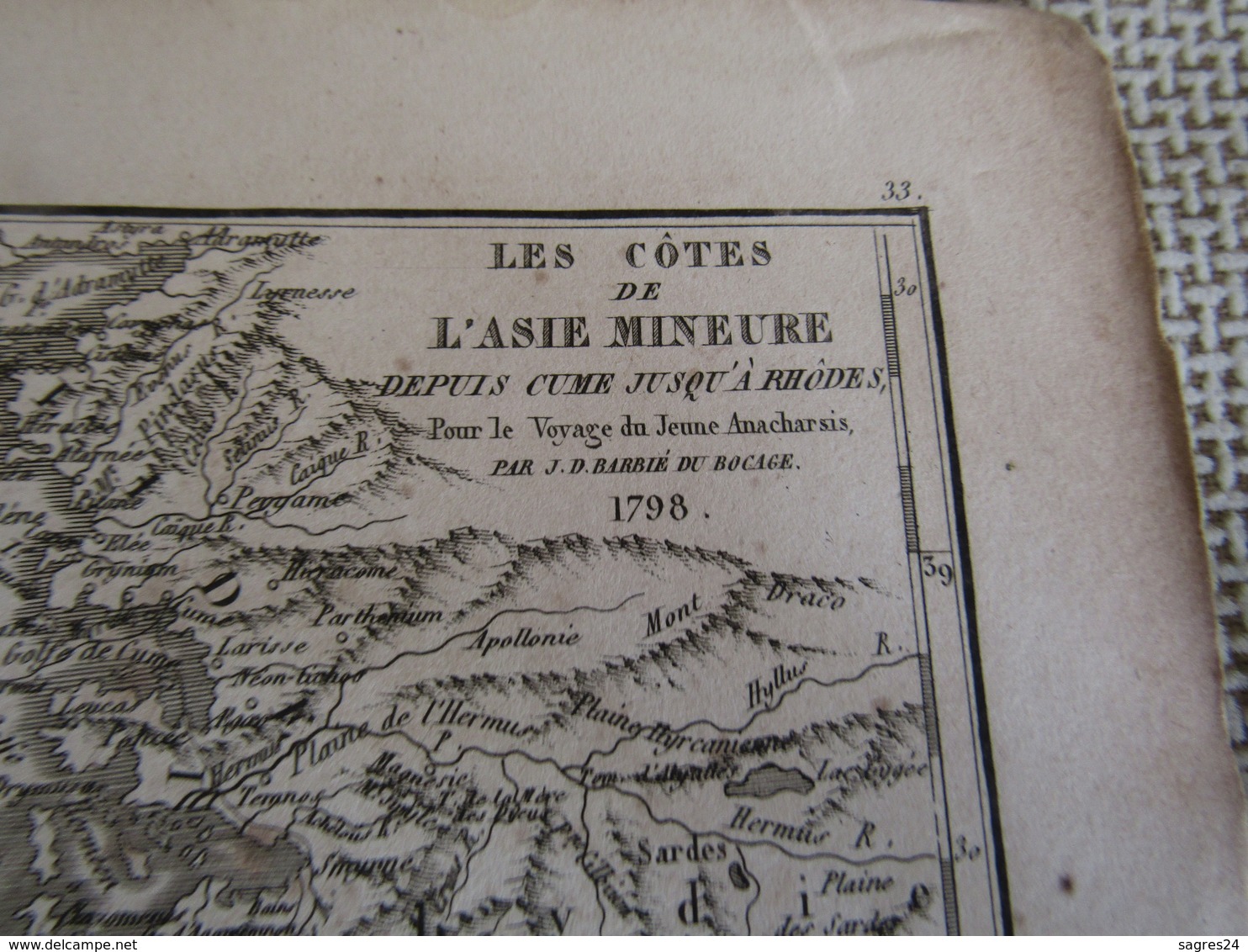 Carte Les Côtes De L`Asie Mineure Depuis Cume Jusqu`á Rhôdes Par J.D.Barbié Du Bocage 1798 - Cartes Géographiques