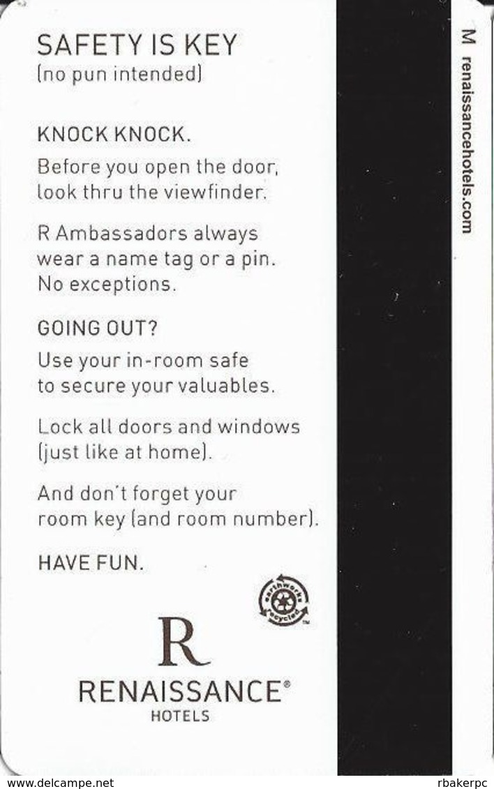Renaissance Hotel Room Key Card - Hotel Keycards