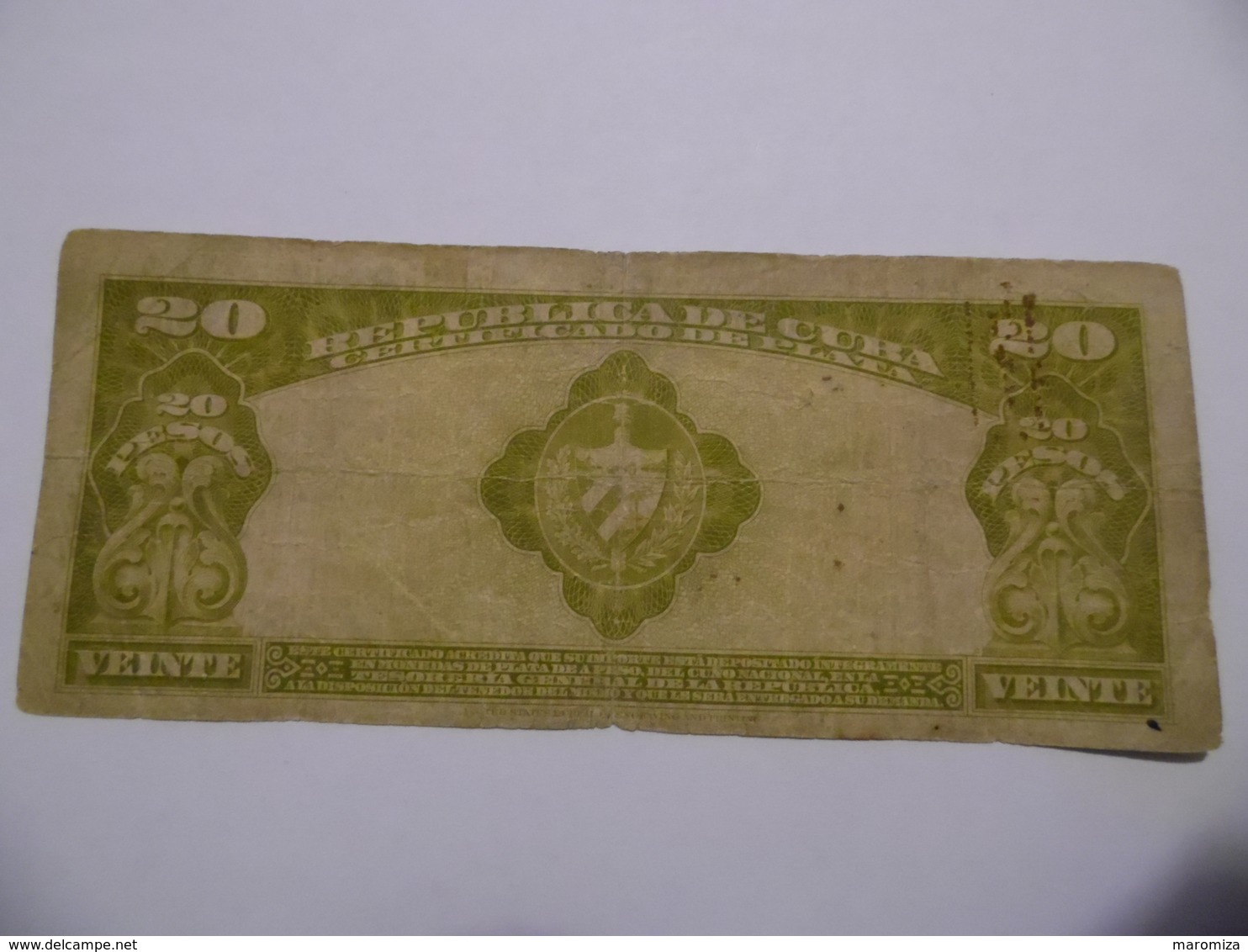 Cuba Kuba Куба 10 Pesos 1943 + 20 Pesos 1945 Very Heavily Used Preservation !!! - Cuba