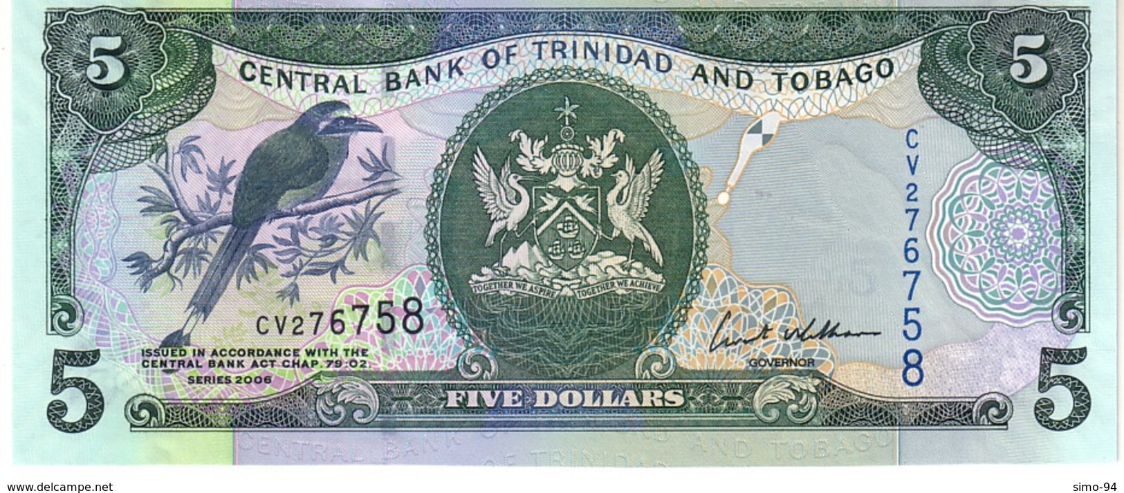 Trinidad & Tobago P.47 5 Dollars 2006   Unc - Trindad & Tobago