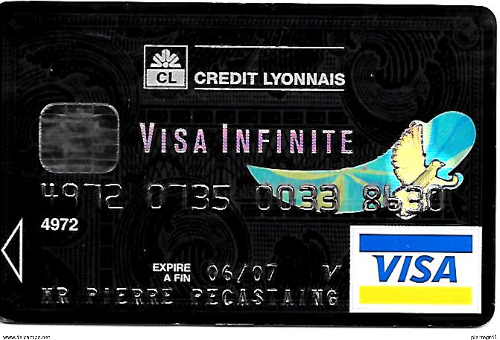 -CARTE+-PUCE-MAGNETIQUE-CB-CREDIT LYONNAIS-VISA-INFINITE -MONEO-Oberthur C.S01-09/04-BE RARE - Cartes Bancaires Jetables