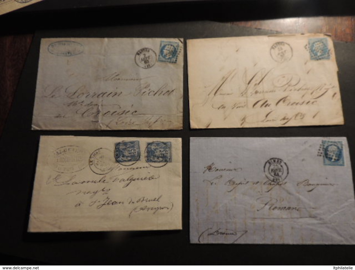 FRANCE LOT DE 4 LETTRES  CLASSIQUES  Nantes Nimes Le Vigan  Divers Cachets - Autres & Non Classés