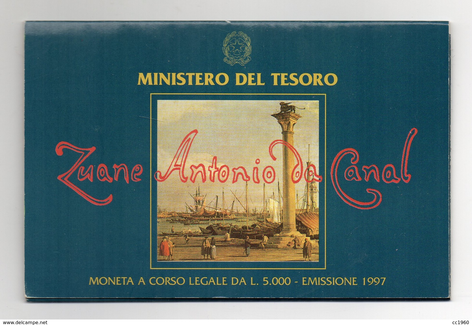 Italia - 1997 - 5.000 Lire FDC Zuane Antonio Da Canal Detto Il Canaletto - Argento 835 - In Folder - (FDC13740) - 5 000 Lire