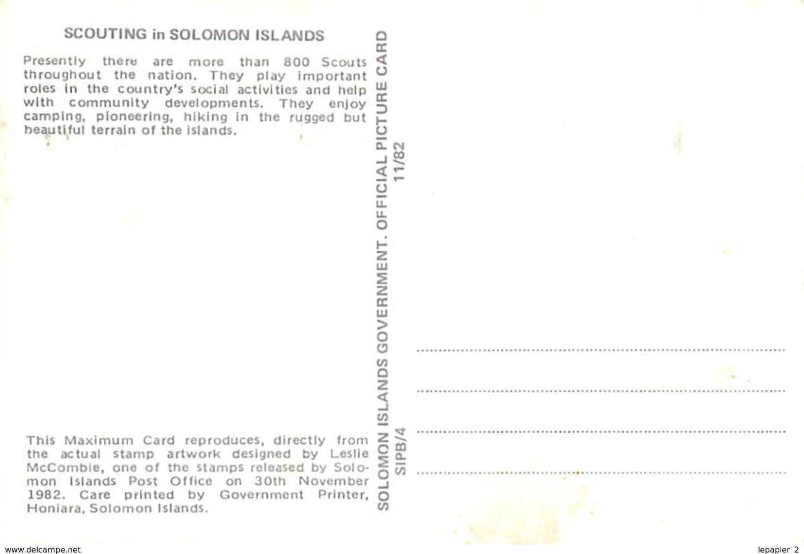 Solomon Islands Centenary Boy's Brigade 1983   Carte Maximum Card CM - Islas Salomón (1978-...)