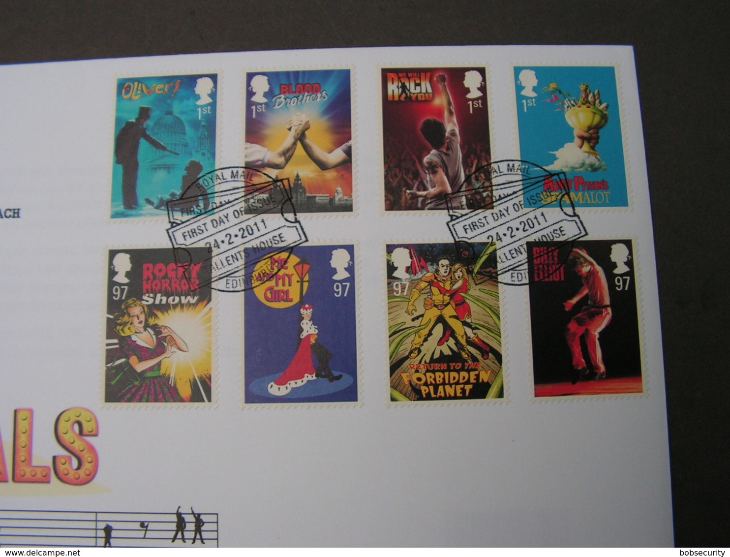 GB FDC 2011  Musicals 3045 - 3052  € 14,00 - 2011-2020 Dezimalausgaben