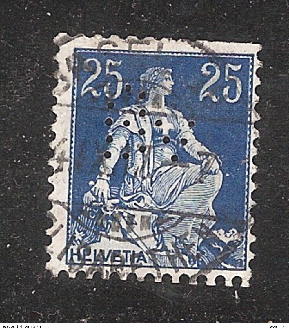 Perfin/perforé/lochung Switzerland No 99  1908-1933 - Hélvetie Assise Avec épée Bv Schweizerischer Bankverein - Perforadas