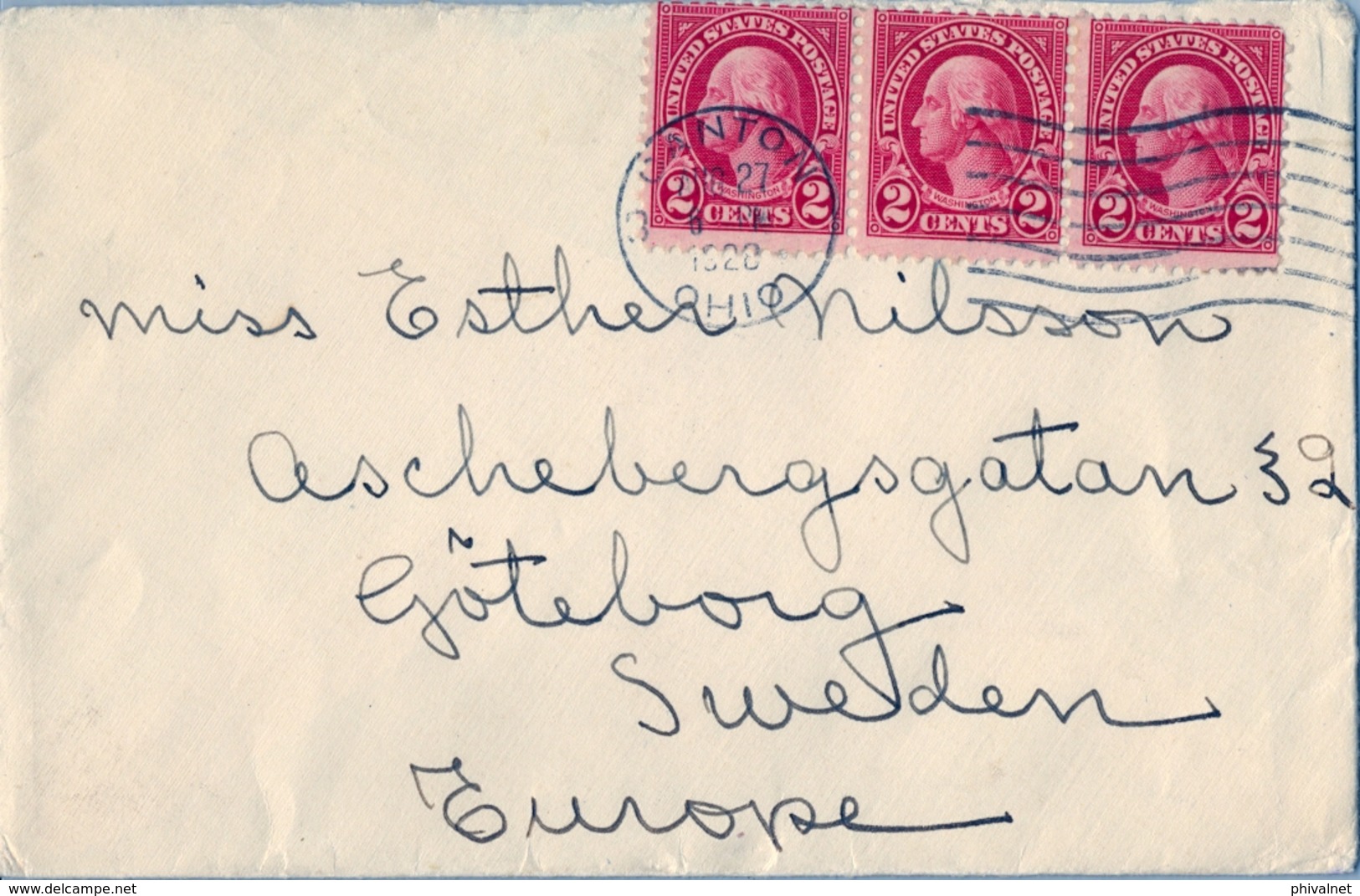 1928 , ESTADOS UNIDOS , SOBRE CIRCULADO , CANTON - GÖTEBORG - Otros & Sin Clasificación