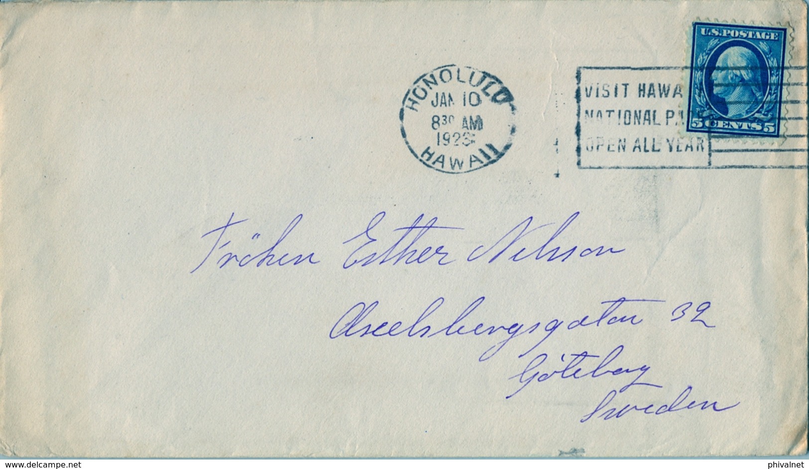 1928 , ESTADOS UNIDOS , SOBRE CIRCULADO , HONOLULU / HAWAII - GÖTEBORG , MAT. TURISMO - Cartas & Documentos