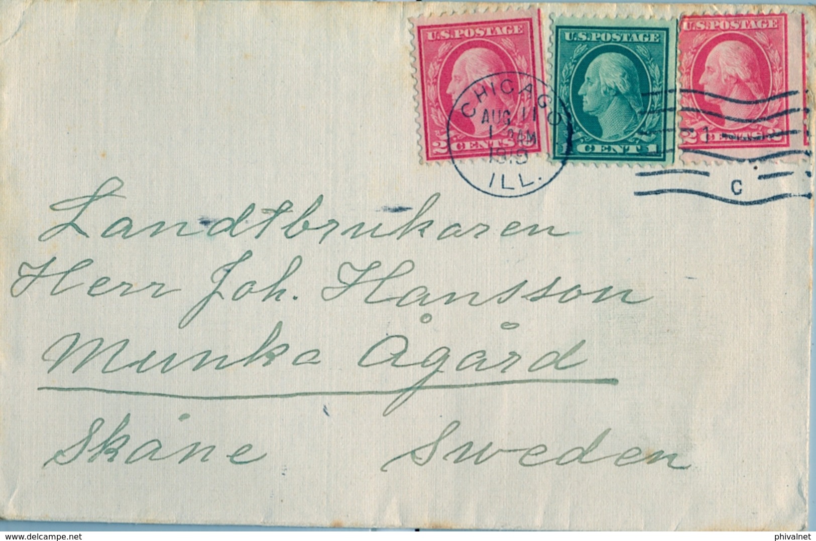 1919 , ESTADOS UNIDOS , SOBRE CIRCULADO , CHICAGO - AGARD ( SUECIA ) - Cartas & Documentos