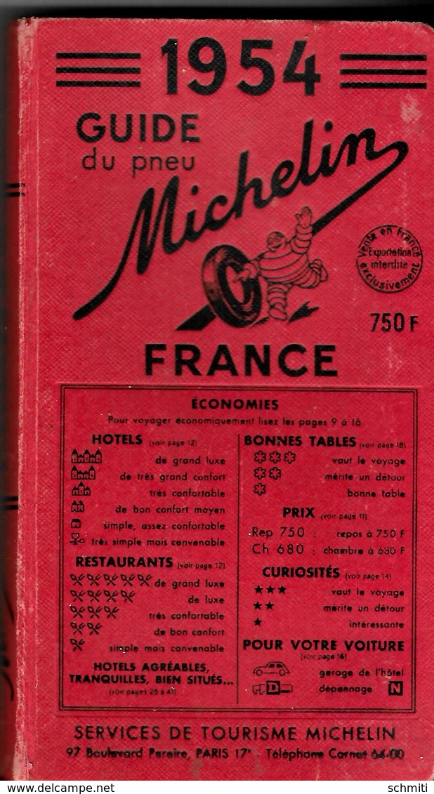 -GUIDE MICHELIN -1954-Bon état Général- - Tourisme