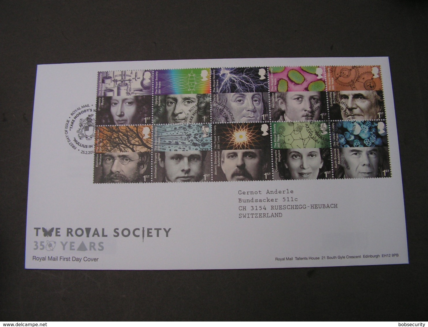 GB FDC 2010  Royal Society  2888 - 2897 - 2001-2010 Dezimalausgaben