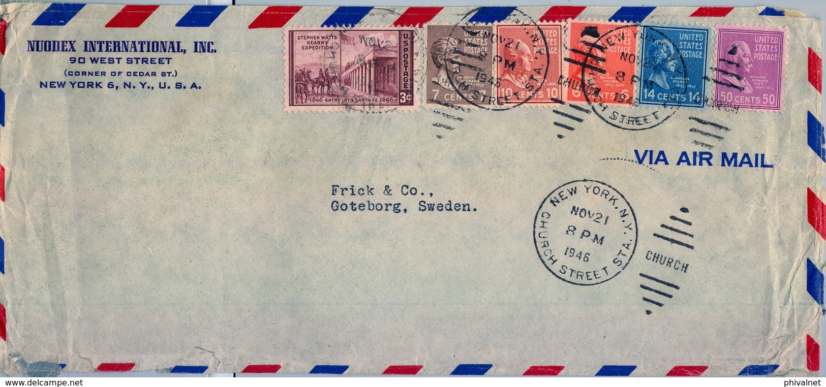 1946 , ESTADOS UNIDOS , SOBRE  CIRCULADO , NUEVA YORK / CHURCH STREET - GÖTEBORG - Cartas & Documentos