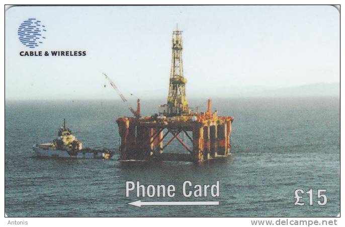 FALKLAND ISL.(GPT) - Borgny Dolphin Oil Rig, CN : 269CFKA, Tirage 6000, Used - Falkland Islands