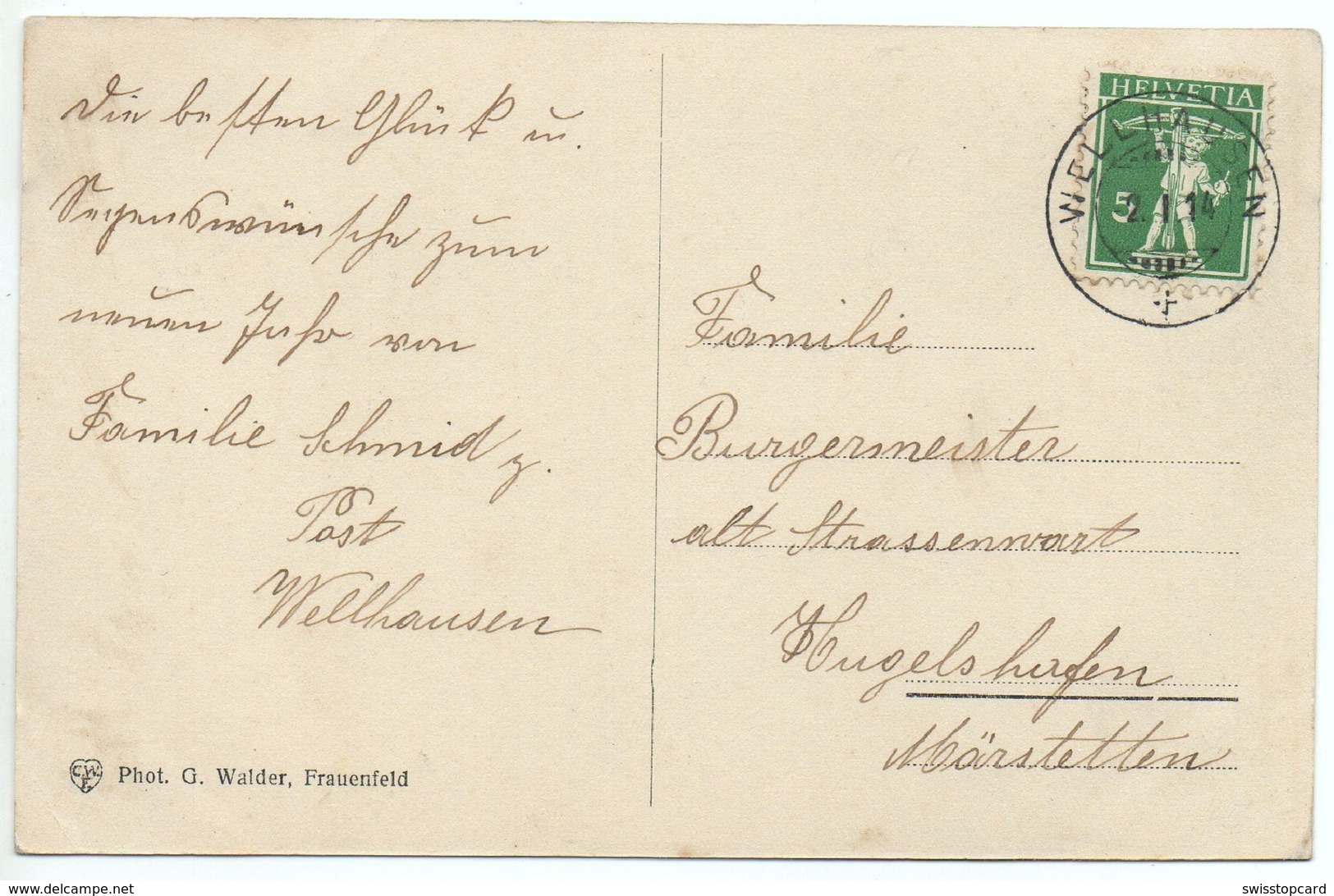 WELLHAUSEN Partie Mit Gasthaus Z. Schwanen Schulhaus Schloss Wellenberg Bezirk Frauenfeld Gel. 1914 N. Märstetten - Frauenfeld
