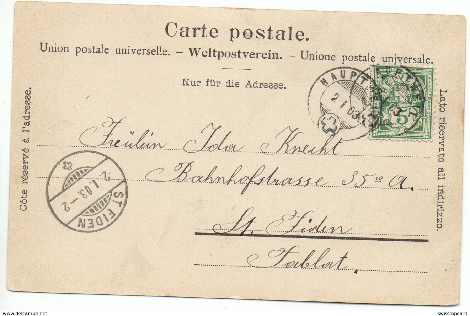 Gruss Aus HAUPTWIL ! Bezirk Weinfelden,gel. 1903 N. St. Fiden Tablat St. Gallen - Hauptwil