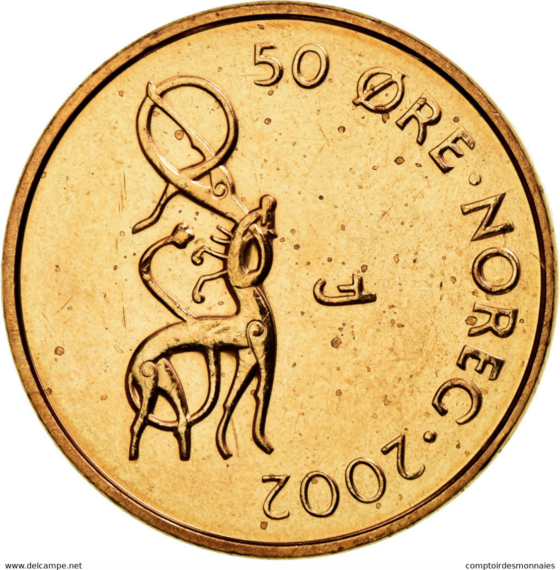 Monnaie, Norvège, Harald V, 50 Öre, 2002, SUP, Bronze, KM:460 - Norvège