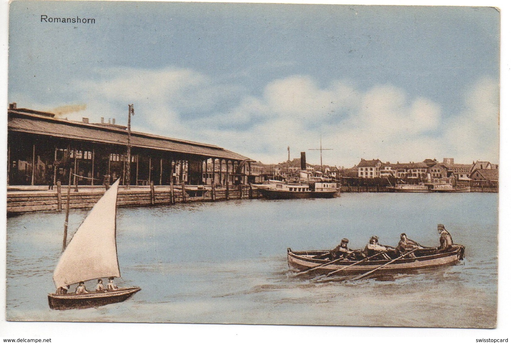 ROMANSHORN Landungssteg Mit Dampfschiff Gel. 1915 Nach Schinznach Dorf - Horn