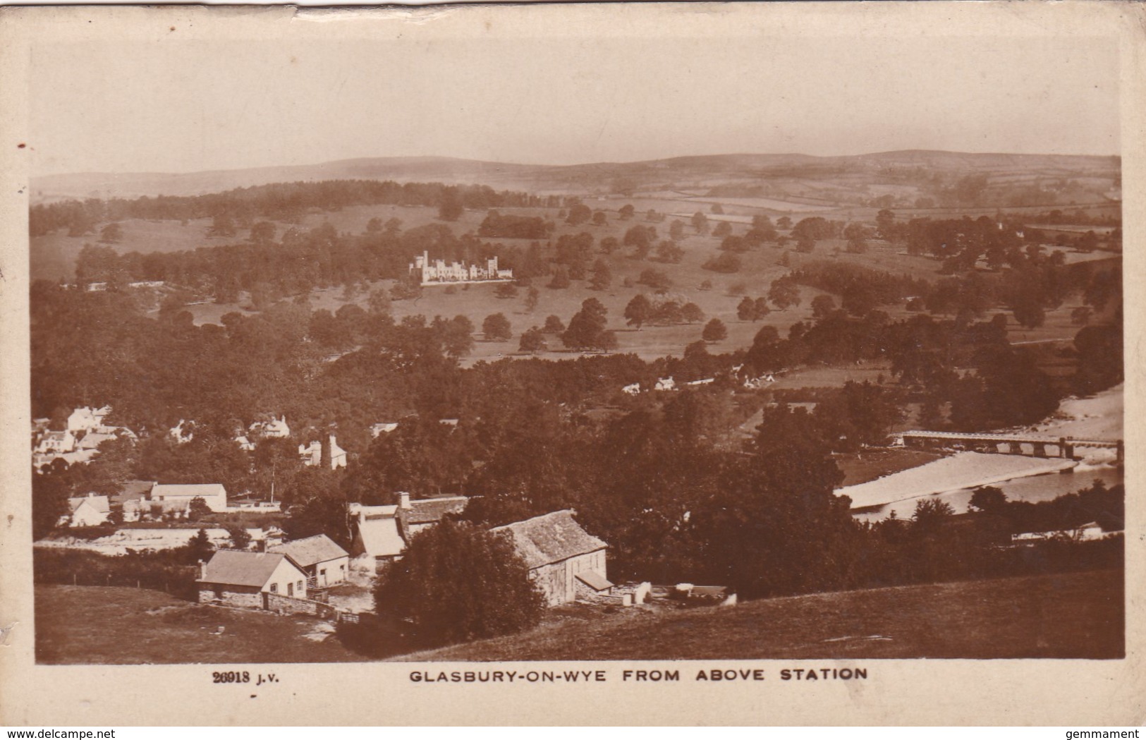 GLASBURY ON WYE FROM ABOVE STATION - Breconshire