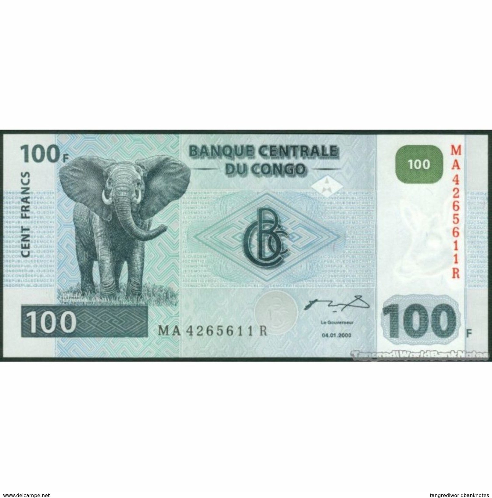 TWN - CONGO DEM. REP. 92A - 100 Francs 4.1.2000 MA-R (HdM) UNC - République Démocratique Du Congo & Zaïre