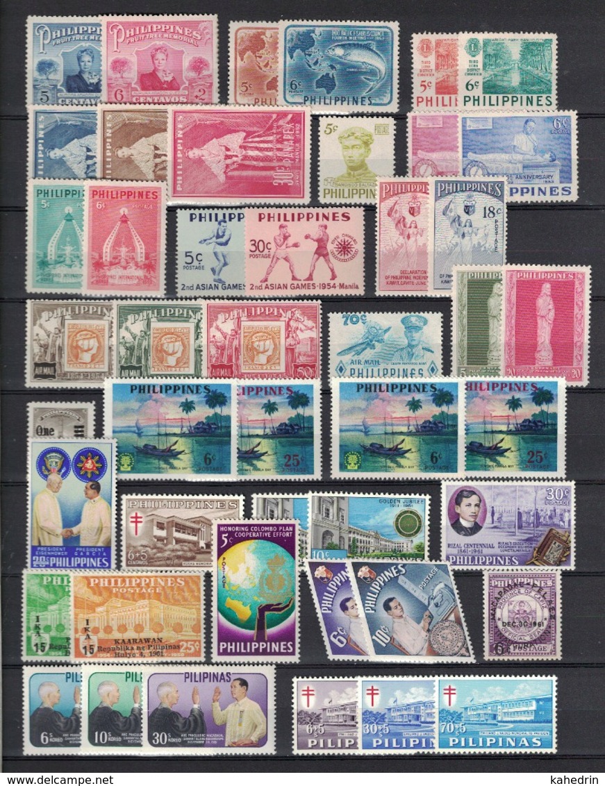 Philippines 1952 - 1961, 46 Stamps, Some Series Through The Years */**, MH / MNH (2 Scans), READ!!!! - Filippijnen