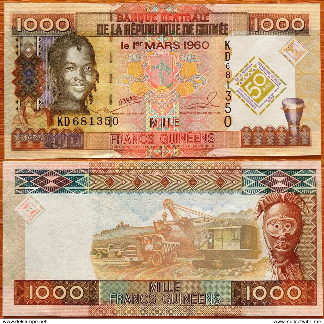 Guinea 1000 Francs 2010 UNC- 50 Years - Guinée