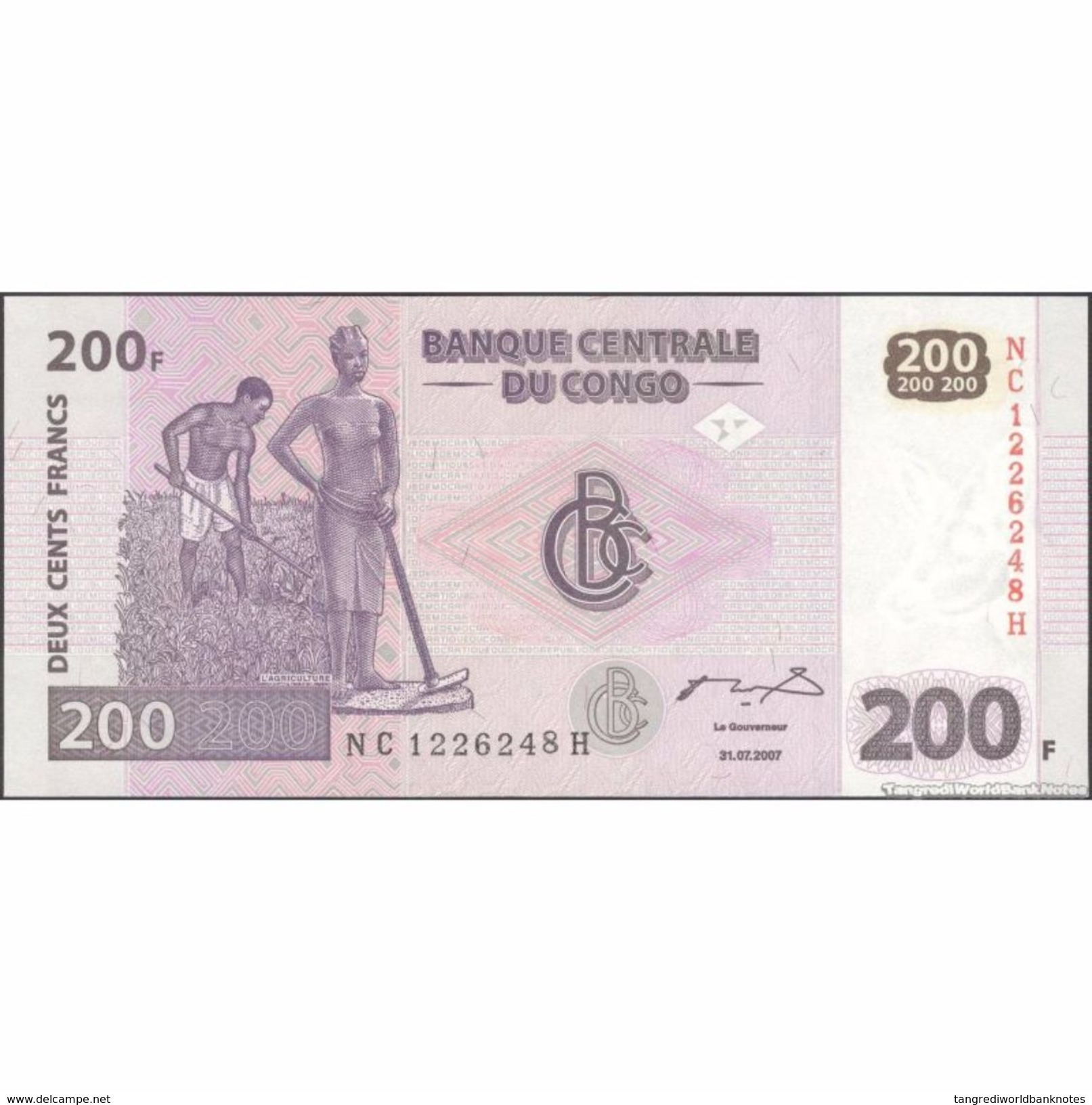 TWN - CONGO DEM. REP. 99A - 200 Francs 31.7.2007 NC-H (HdM) UNC - République Démocratique Du Congo & Zaïre