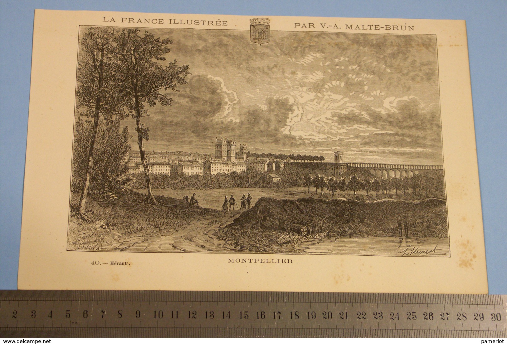 Carte Géographique - C: 1880, Dep. L'Hérault Avec Le Plan De Montpellier,  Par V.A. Malte-Brun,+illustration Montpellier - Cartes Géographiques