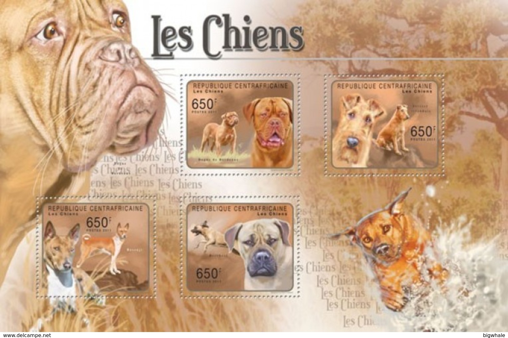 Central African 2011 Dog Chien MNH 1 Sheet - Centrafricaine (République)