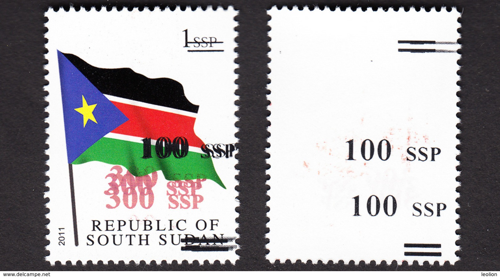 SOUTH SUDAN Surcharge Overprint Printing Trial On 1 SSP Flag Stamp Südsudan Soudan Du Sud OP105a1 - Sud-Soudan