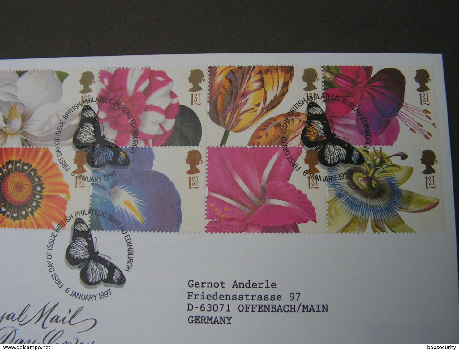 GB FDC 1997 Grußmarken Blumen 1667-1676 - 1991-2000 Dezimalausgaben
