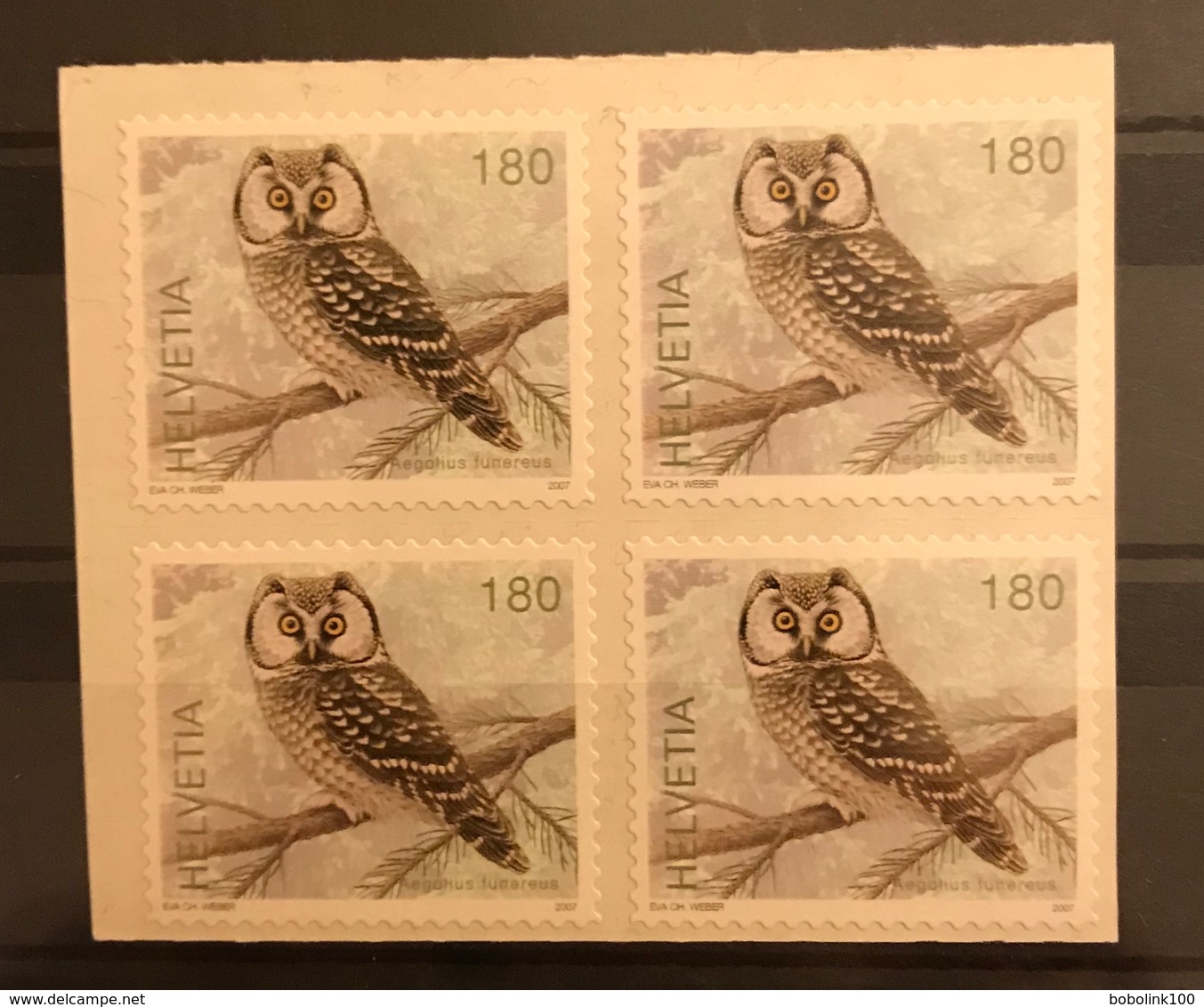 SWITZERLAND Birds Owl Definitives Self Adhesive 4v MNH - Otros & Sin Clasificación