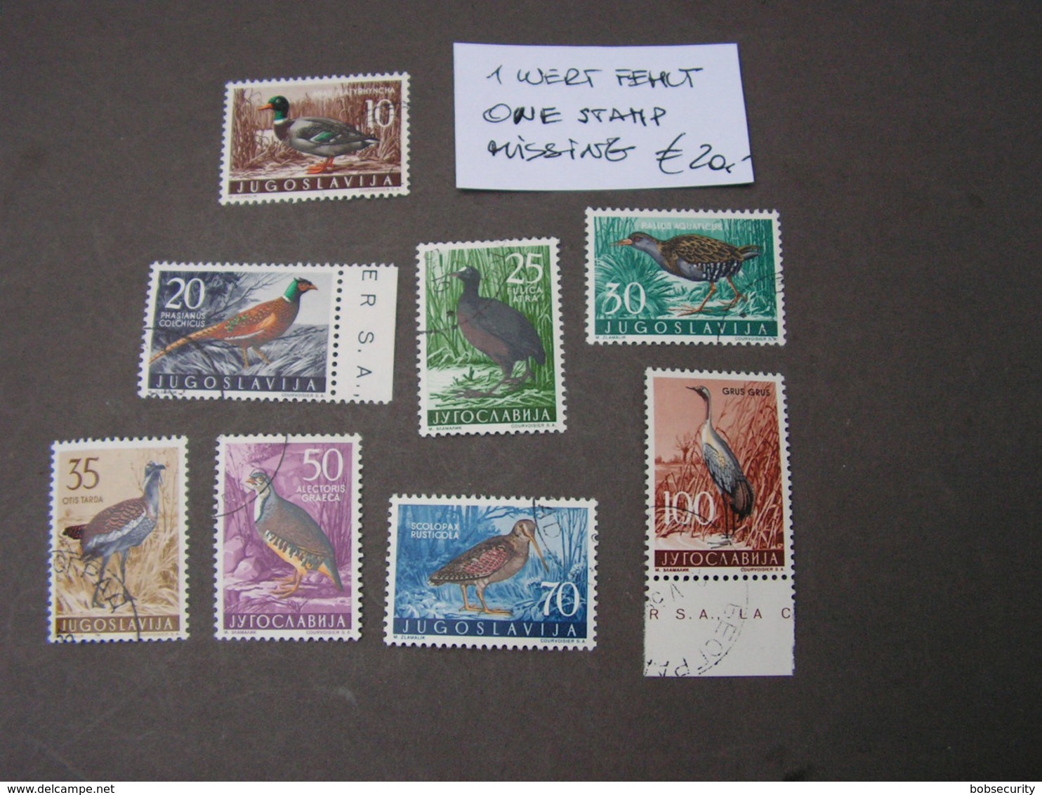 Jugoslawien 1958  Birds  Vögel. Aus .. 842 - 850 € 20,00  Nr  843 Fehlt .. - Yugoslavia