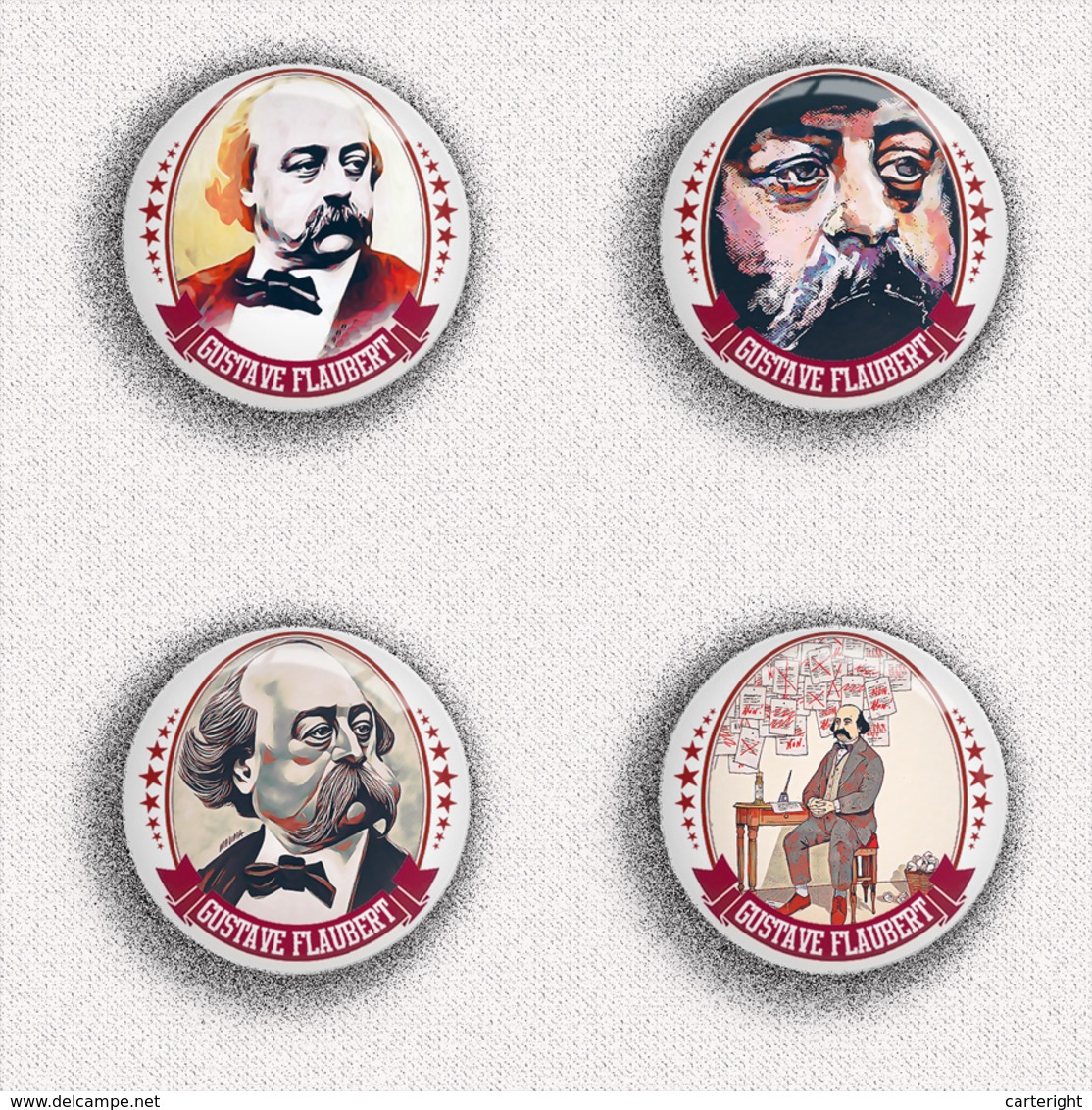 35 X Writer Gustave Flaubert ART BADGE BUTTON PIN SET  (1inch/25mm Diameter) - Celebrities