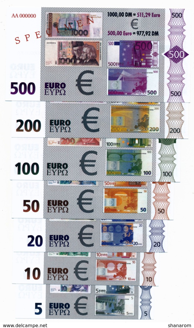 1997/98 // Specimen // 5/10/20/50/100/200/500 Euros - Specimen