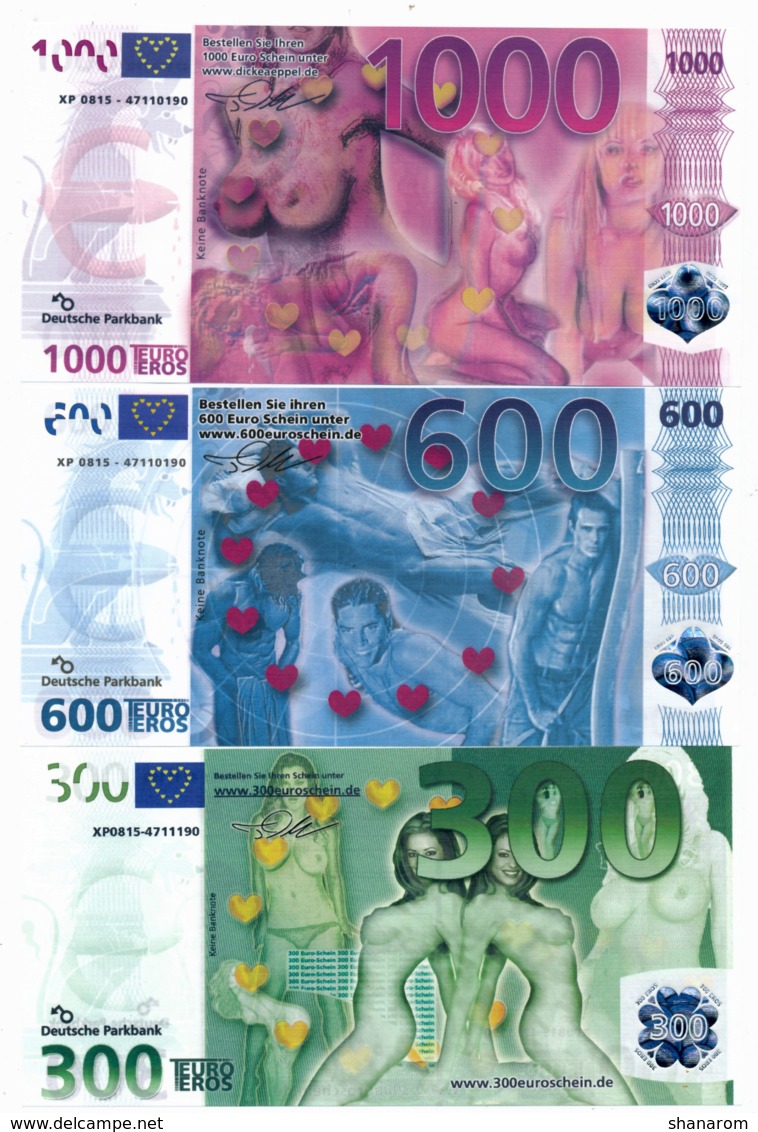 DEUTSCHE PARKBANK SPECIMEN // 300 / 600 / 1000 Euros - [17] Fakes & Specimens