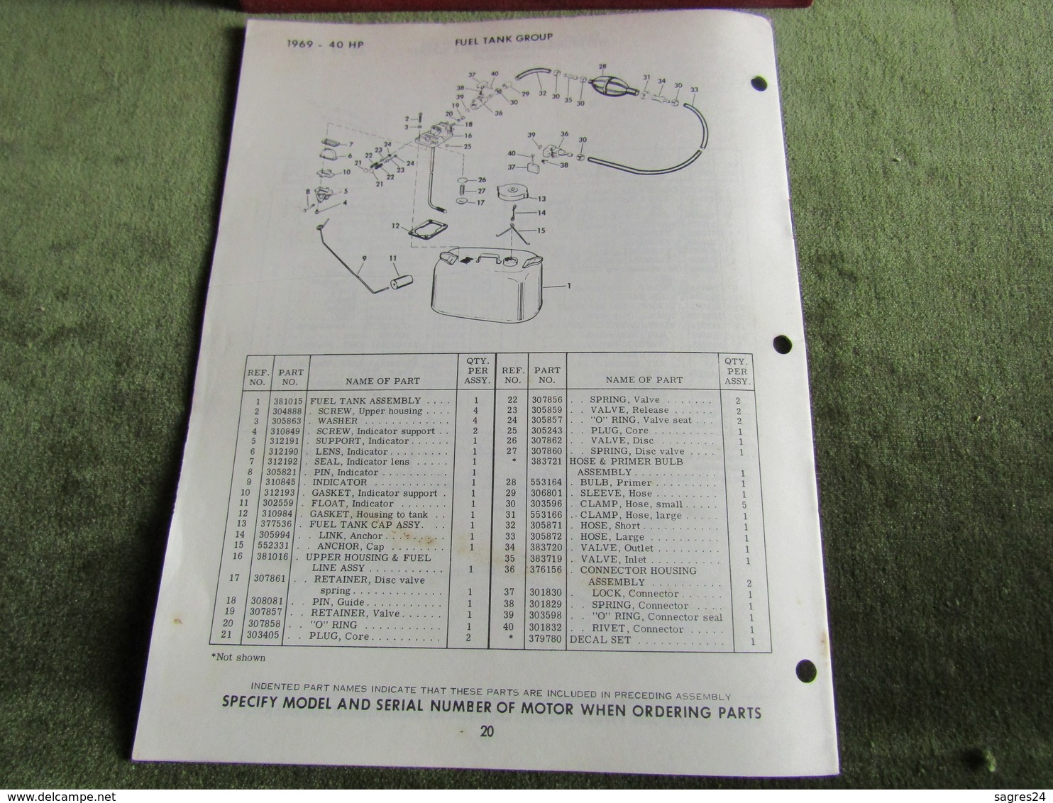 Evinrude Outboard 40 Big Twin Electric Parts Book 1969 - Sonstige & Ohne Zuordnung