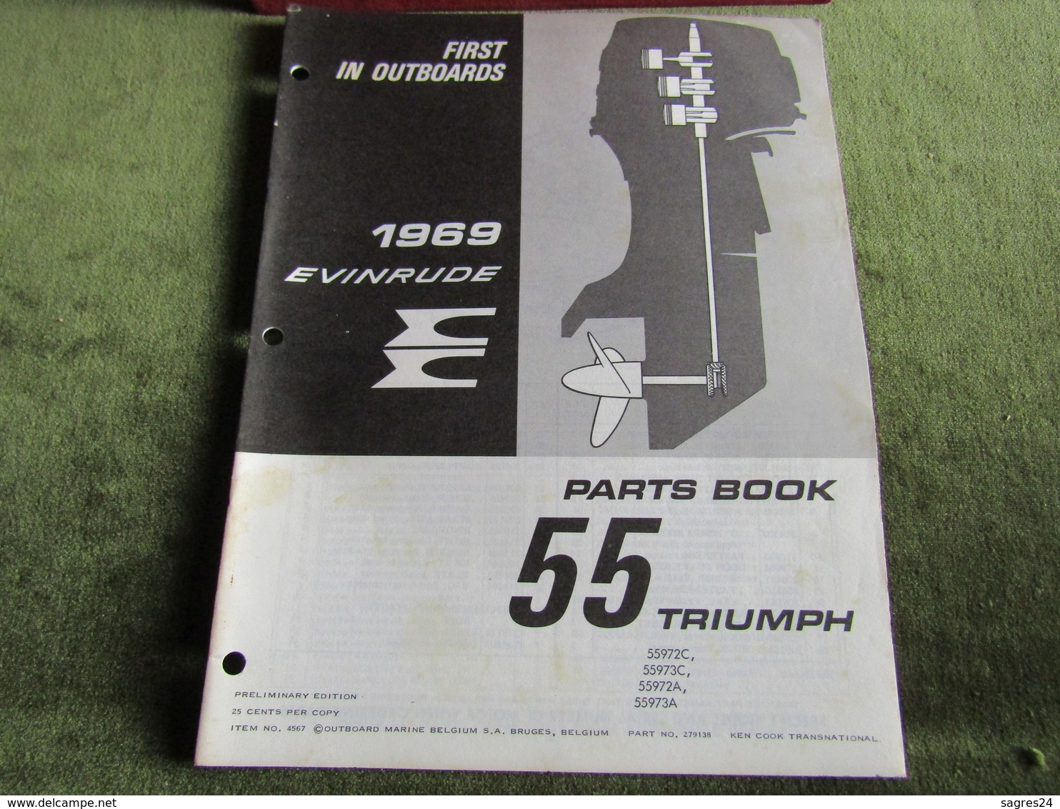 Evinrude Outboard 55 Triumph Parts Book 1969 - Other & Unclassified