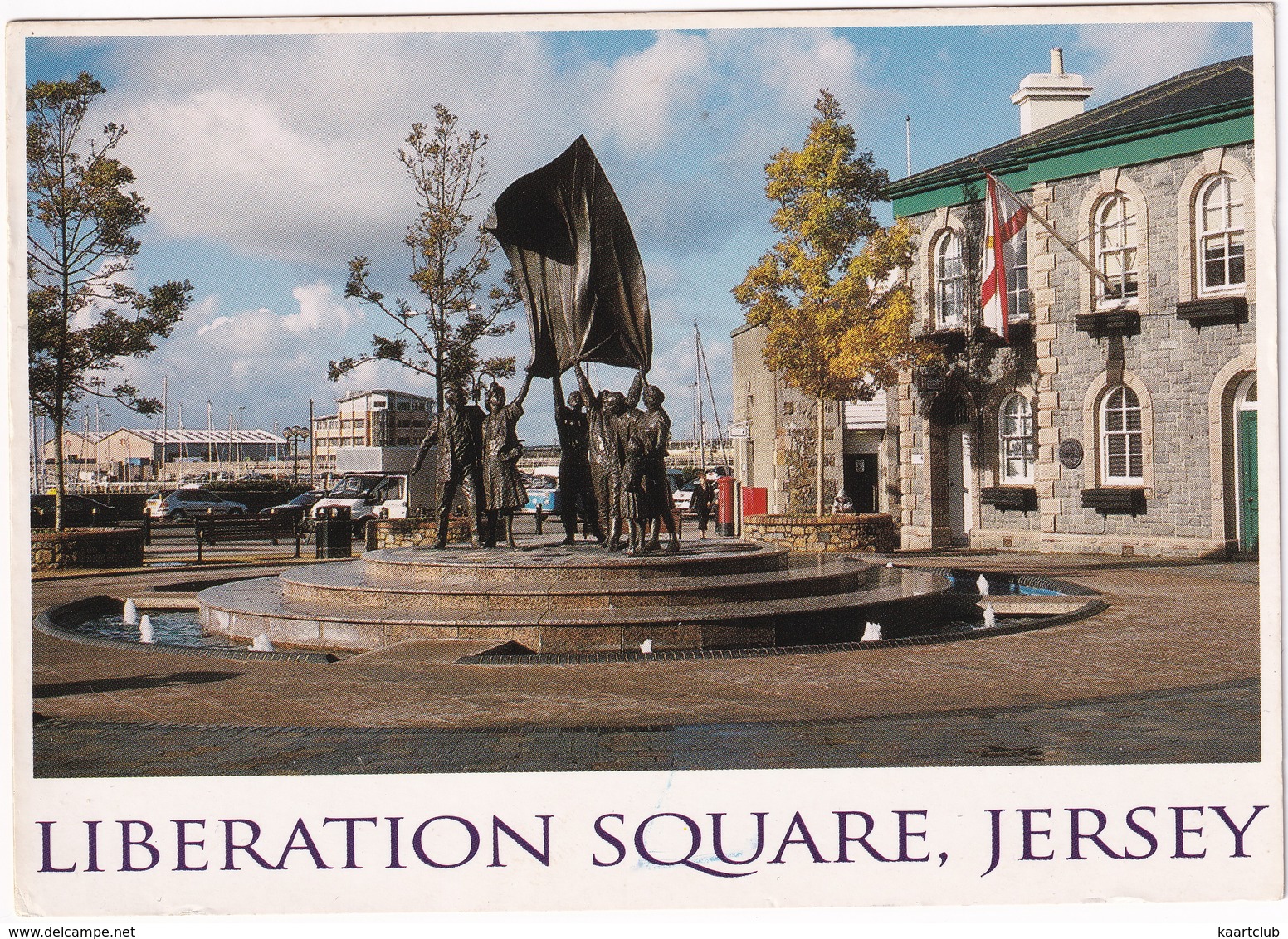 Jersey C.I.: RENAULT MEGANE, PEUGEOT J5, VW T2B TRANSPORTER, PILLAR-BOX - Liberation Square - (John Hinde) - Toerisme