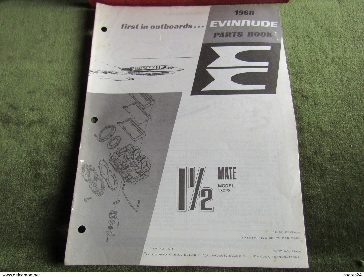 Evinrude Outboard 11/2 Mate Parts Book 1968 - Other & Unclassified