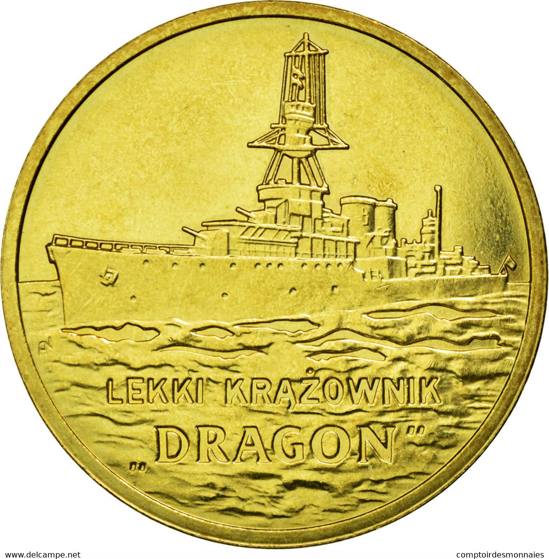 Monnaie, Pologne, Dragon, Light Cruiser, 2 Zlote, 2012, Warsaw, TTB, Laiton - Pologne